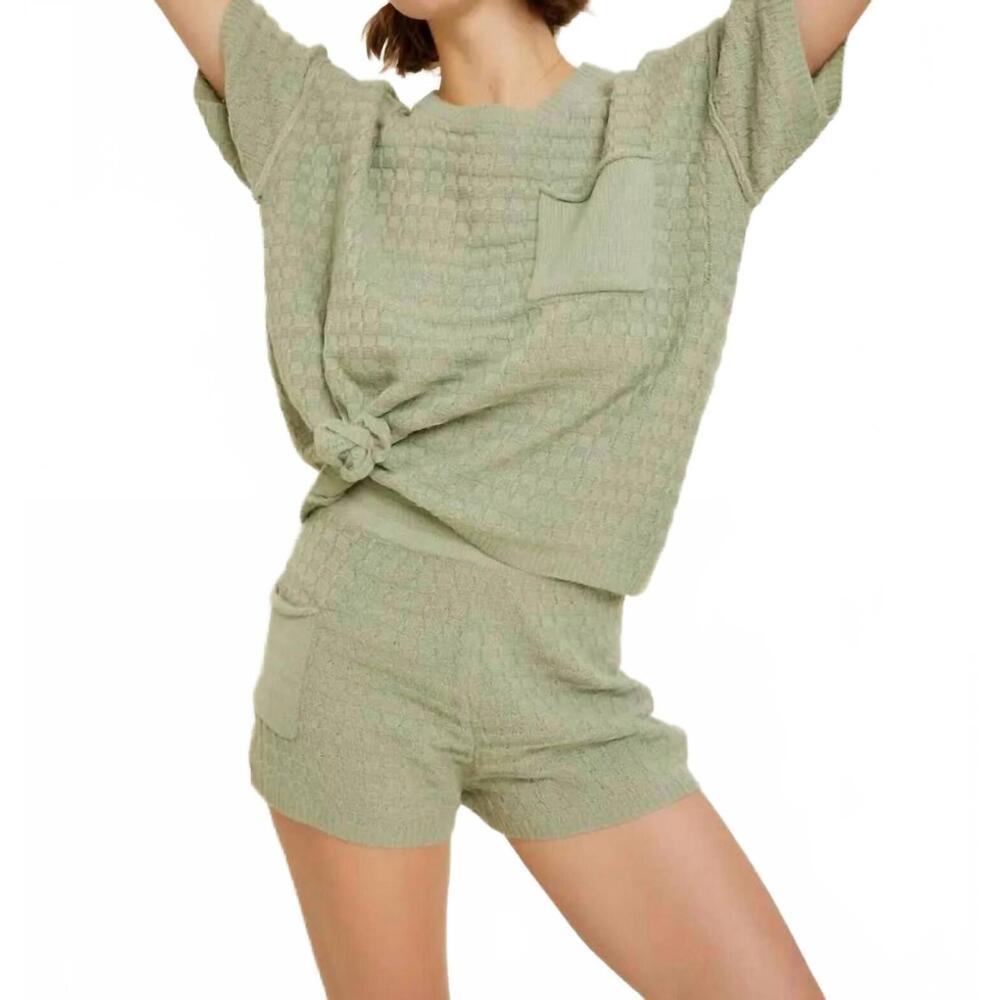 NEW HEYSON oversized sweater top with shorts in sage